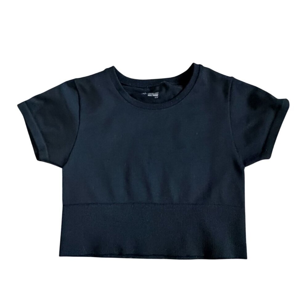 OFFLINE By Aerie Sidewalk Seamless Cropped T-Shirt-Black-Small-GUC